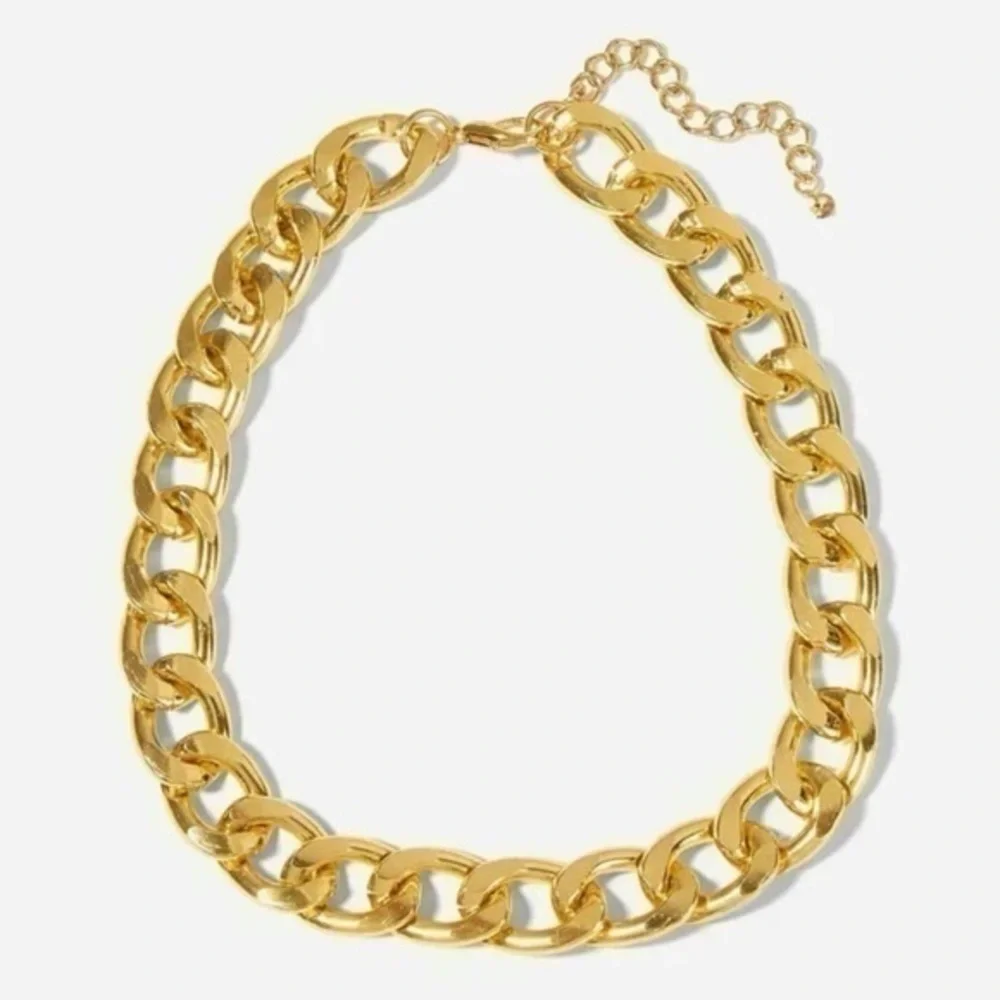 Gold Tone Crude Metal Chain Necklace chunky chain necklace